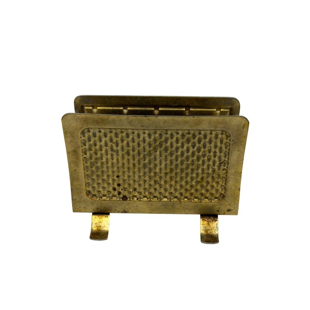 VTG Rustic Gold‎ Metal Napkin Holder Caddy Farmhouse Kitchen Table Decor Retro